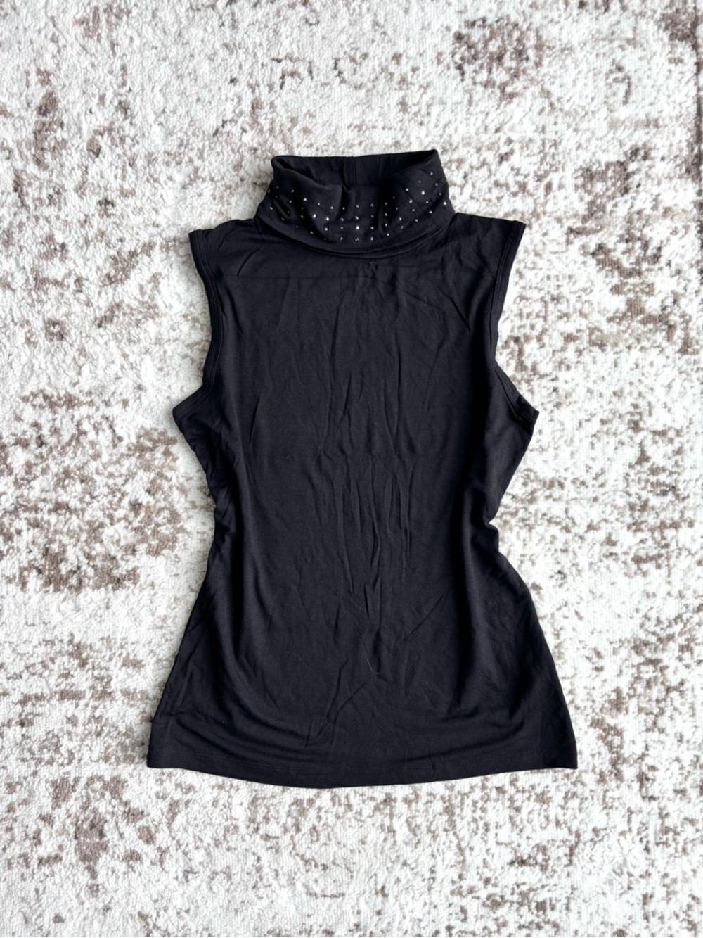 90s CYC Sleeveless Rhinestone Studded Embellished Turtleneck Top